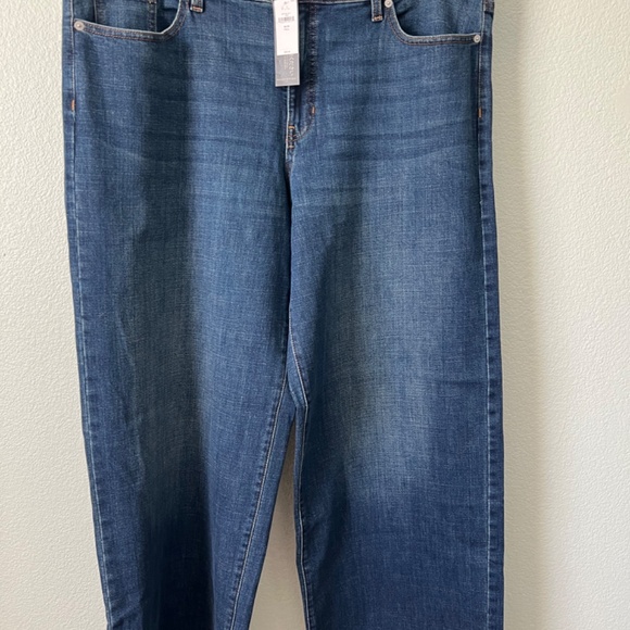 Banana Republic Low Rise Wide Leg Jean - Dark Wash Size 35 20 Tall NWT - Picture 2 of 7